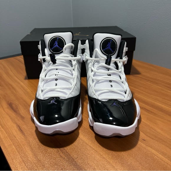 ?Nike Air Jordan 6 Rings Dark Concord Black and White Sneakers 322992-104? main image 7